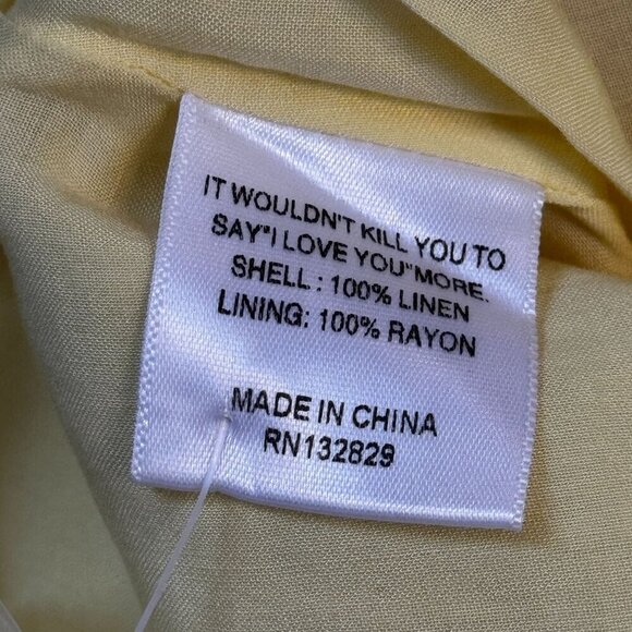 Revolve LPA Medium Kameron Pant Butter Yellow Linen Blend Pleated Front Pockets - Picture 6 of 10